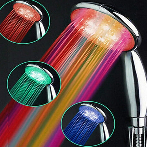 Showerhead Led Rainbow Effect Luxury Light Up Chrome Color Change Bright Colour