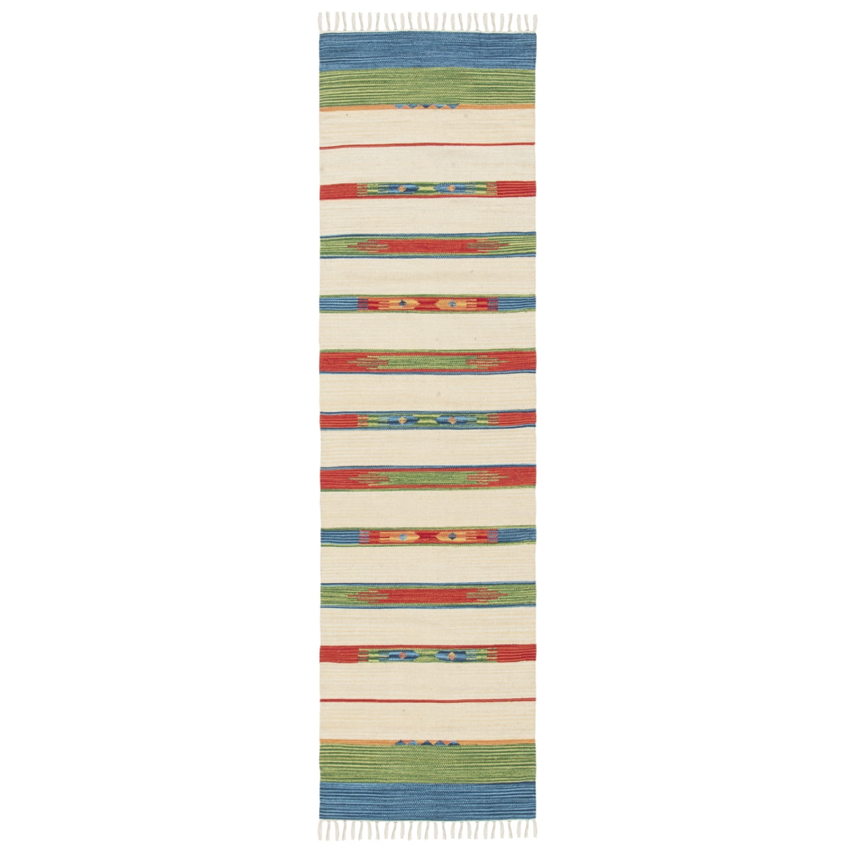 SAFAVIEH Montauk Aindreas Southwestern Cotton Area Rug, Green/Blue, 6' x 6' Square