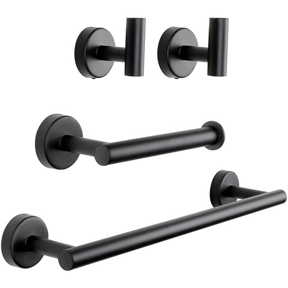 4 Piece Bathroom Hardware Set, Matte Black Bathroom