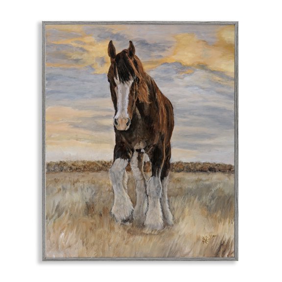 Stupell Industries Rustic Lodge Colt Horse Farmhouse Animal Gray Framed Giclee Art, 16 x 20, by Kathy Winkler
