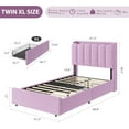 thumbnail image 2 of IdealHouse LED Twin Size Bed Frame with Storage Headboard, Boucle Upholstered Platform Bed for Girls, 2 Drawers & Bookcase, No Box Spring Needed, Purple, 2 of 7