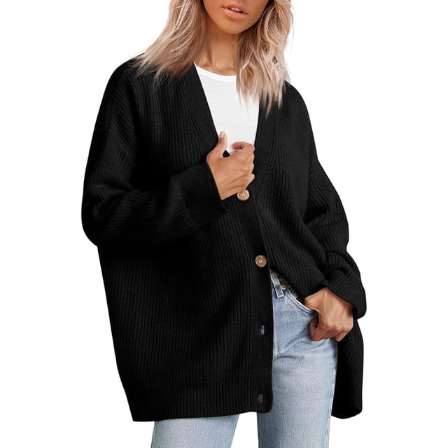 Women's Cardigan 2023 Open Front Oversized Button Lightweight Sweaters V Neck Loose Cardigans Knit Outwear