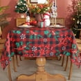 thumbnail image 2 of Rectangle Christmas Tablecloth, Holly and Snowflake with Buffalo Plaid Tablecloths Spillproof & Washable Table Covers for Xmas, Winter, New Year Party (Oblong, 60 x 102 Inch), 2 of 5