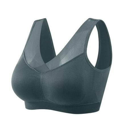 qolati Hatmeo Posture Correcting Bras Womens Seamless Wirefree Gathering Bra Plus Size No Underwir Sports Bra Push Up Bra Green L