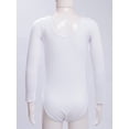thumbnail image 4 of Aislor Girls Long Sleeve Team Basic Leotard Gymnastic Ballet Dance Fleece Lined Warm-up Bodysuit White Round Neck 10-11, 4 of 7
