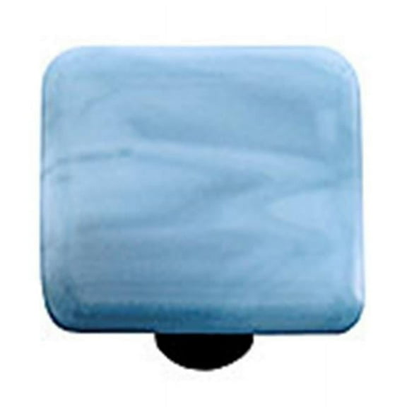 Hot Knobs HK2006-KA Swirl Powder Blue Square Glass Cabinet Knob - Aluminum Post