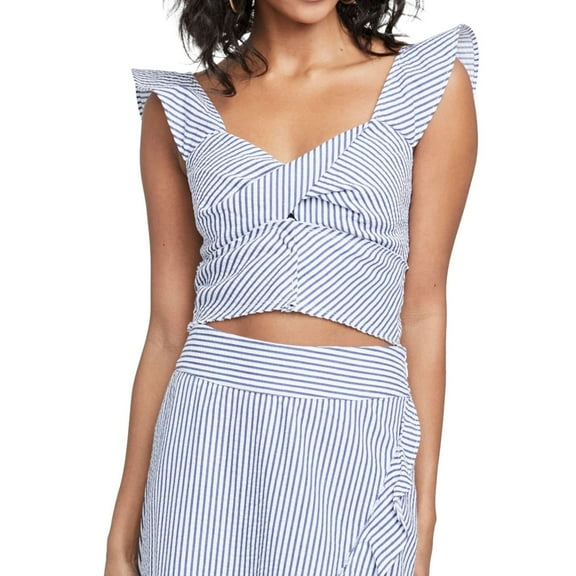 Rachel Roy Womens Twisted Crop Top Blouse, White, 6