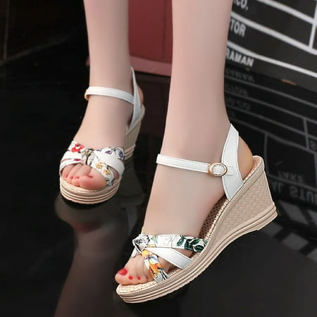 

Spring New Korean Style Sandals One-word Buckle Waterproof Platform Fashionable High-heeled Fish-mouth Wedge Women‘s Sandals