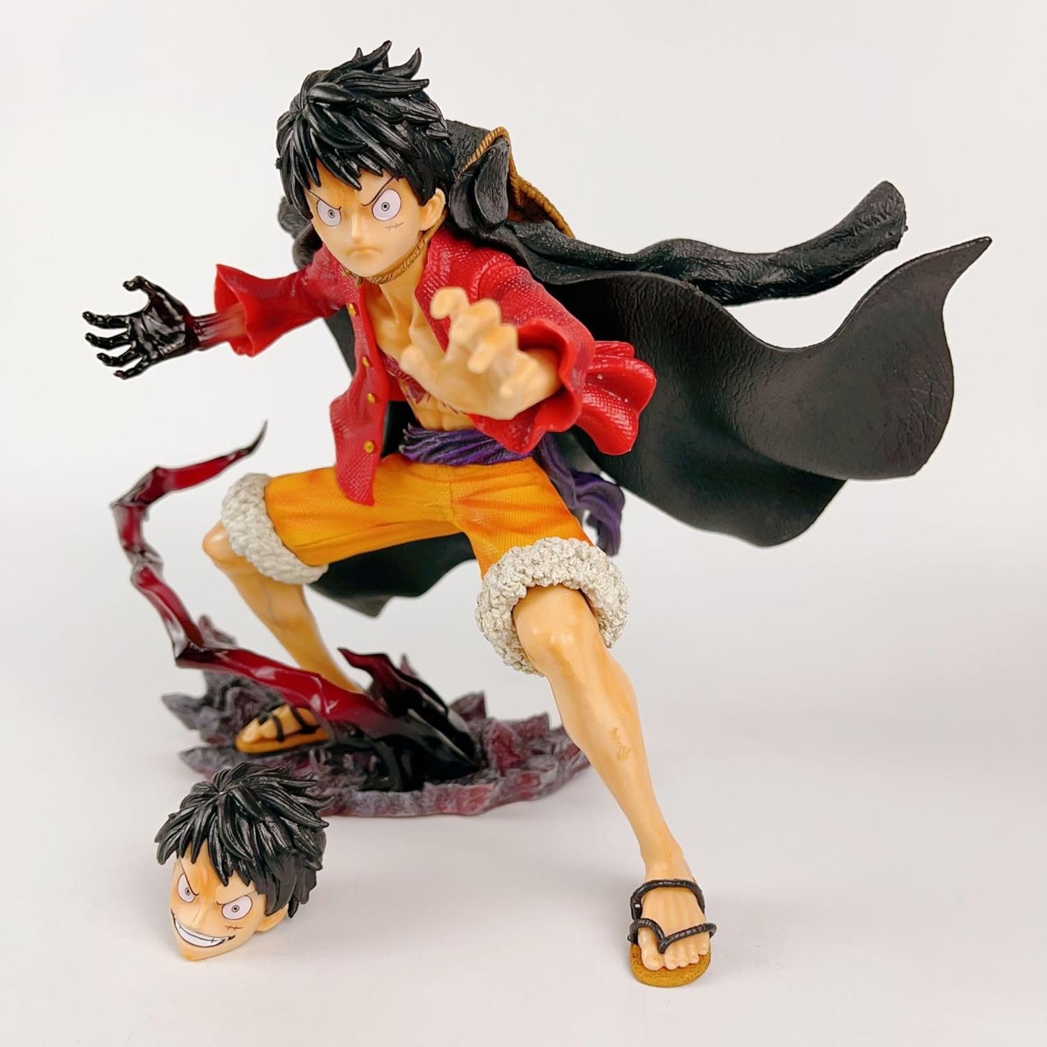 Luffy Figure Fighting Monkey D. Luffy Replacement Head Anime Figures 19cm/7.5inch PVC Cosplay Model Collectible for Anime Fans Gift