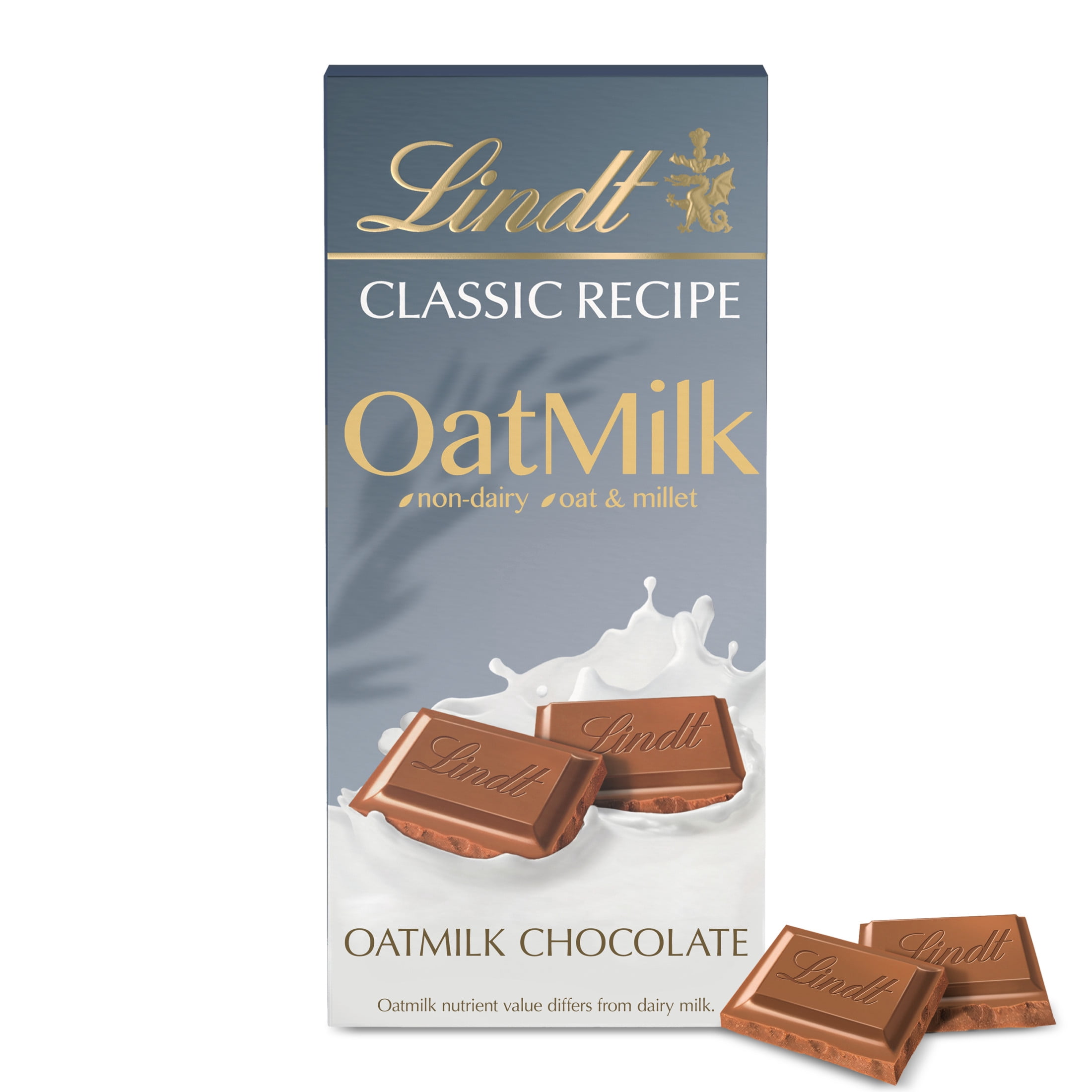 (2 pack) Lindt CLASSIC RECIPE OatMilk Non-Dairy Chocolate Candy Bar, 3.5 oz, Bar