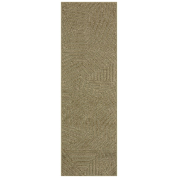Maples Rugs Sansa Modern Geometric Indoor Washable Runner Rug, 2' x 6', Tan