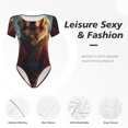 thumbnail image 4 of Saiise Grenouillère à Manches Courtes pour Femmes à Motif de Golden Retriever Méditant, Pyjama à Col Rond, Justaucorps Extensible avec Fermeture à Boutons-Pression - X-Grand, 4 of 7