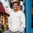 thumbnail image 4 of Dalix Ghost Embroidery Relaxed Crewneck Sweatshirt Soft Fleece Fit Lounge Mens in White XS X-Small, 4 of 5