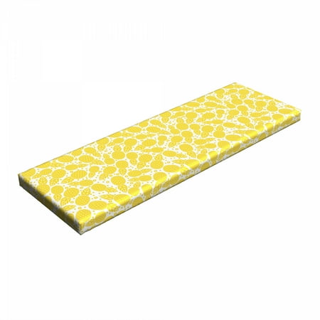 

Yellow Bench Pad Yellow Tropical Exotic Pineapple Fruit Pattern with Dots Little Circles HR Foam Cushion with Decorative Fabric Cover 45 x 15 x 2 White and Yellow by Ambesonne