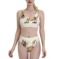 thumbnail image 2 of Picia Brown Cat Cartoon Women's High Waisted Bikini Scoop Neck Swimsuit Two Pieces Bathing Suit-Medium, 2 of 8