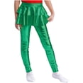 thumbnail image 2 of TiaoBug Filles Enfants Leggings-Jupe Brillants Métallisés à Volants Jupes-Pantalons Jazz Hip-Hop Danse Culottes Performance Tenue de Danse Vert 12, 2 of 7