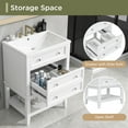 thumbnail image 3 of EUROCO 24" Bathroom Vanity with Sink,Modern Bathroom Storage Cabinet with Solid Wood Frame ,Drawer and Open Shelf,White, 3 of 8
