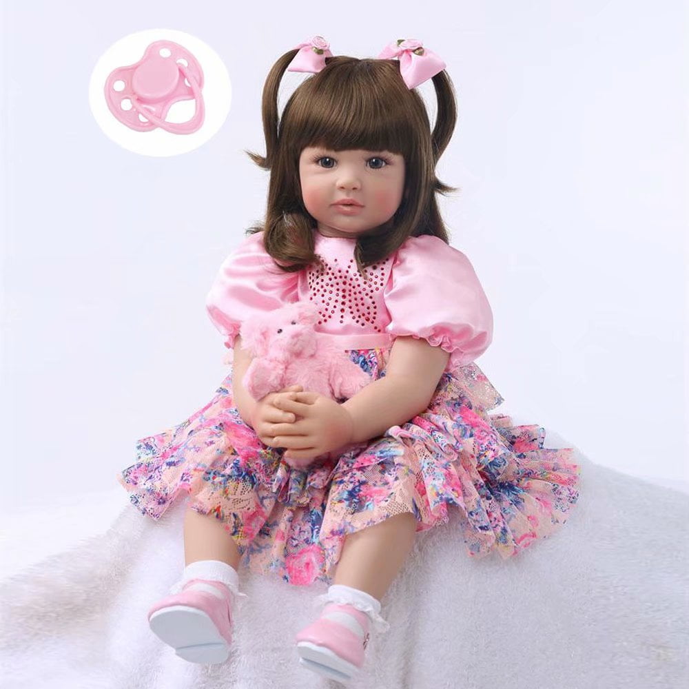 24" Toddler Reborn Baby Dolls Blonde Curls Princess Girl Doll Birthday Gift 