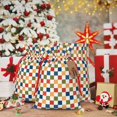 thumbnail image 5 of Fuzoiu Floral Checkerboard Print Christmas Gift Bag,Burlap Gift Bag with Drawstring Closure & Hang Tag,Perfect for Holidays, Birthdays, and Special Occasions-Medium, 5 of 7