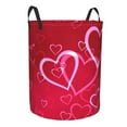 thumbnail image 2 of Round Laundry Basket, Romance Valentine Love Heart Pattern Foldable Laundry Hamper With Handles Waterproof, Medium, 2 of 8