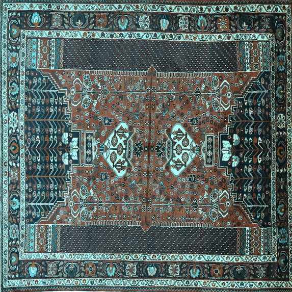 Ahgly Company Indoor Square Persian Light Blue Traditional Area Rugs, 6' Square