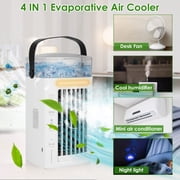 Moclever 4 in 1 Portable Air Conditioner Fan Evaporative Air Cooler Water Mist Cooling Fan for Desktop 3 Speeds Nightlight