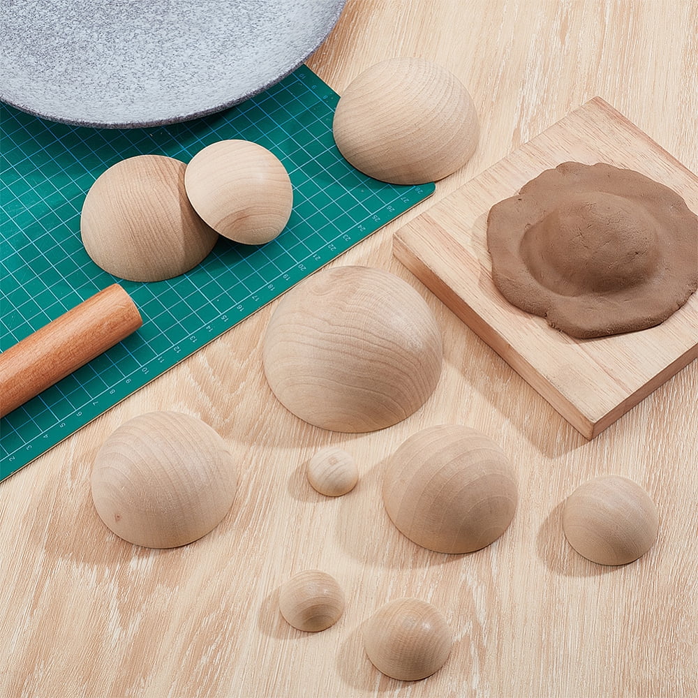 12 Pcs Clay Pottery Bowl Press Tool 12 Sizes Wooden Ceramic Top Tool Pottery Molds Half Round Pottery Tools Set