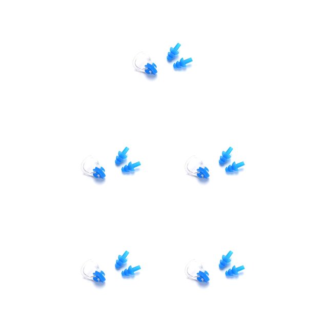 Thinsony Silicone Waterproof Nose Clip Soft Swimming Earplug Adults Earbuds Water Sports Portable Beginner Ear Protector Blue 5Set