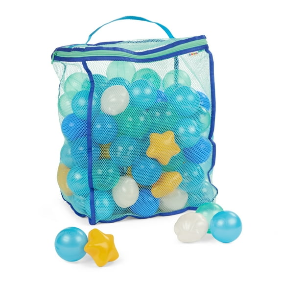 Battat Bag of Balls Cozy Cove 100 Plastic Play Multicolor Balls for Ball Pit & Reusable Storage Bag for 12 Months  