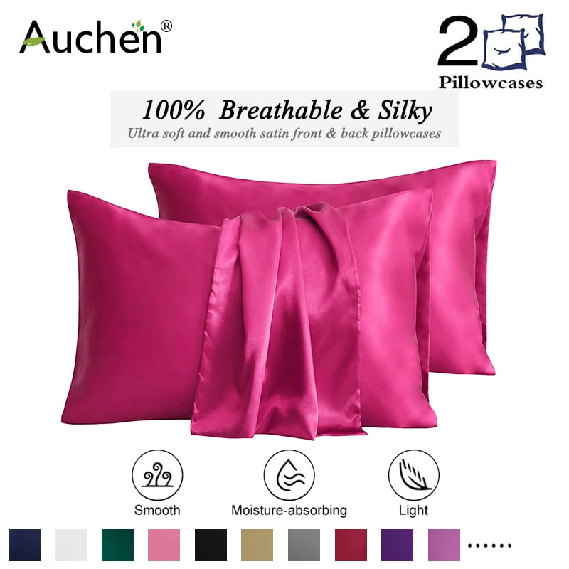2 Pack Satin Silk Pillowcase for Hair and Skin, Ultra Silky Satin
