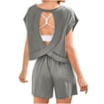 thumbnail image 1 of Mgmyaa Ensemble 2 Pcs pour Femmes, Tunique à Manches Courtes et Col Rond, Ensemble de Détente Athlétique, 1 of 8