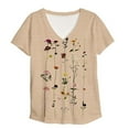 thumbnail image 4 of USSUMA Womens Blouses and Tops Dressy Women's Short Sleeve Tunic Top V Neck Floral Print Shirt Oversized Summer Casual Blouse, 4 of 5