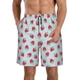 thumbnail image 2 of Uemuo Hand Drawn Strawberry Pattern Men's Swim Trunks Hawaiian Beach Bathing Suit Swimsuits Beach Quick-Dry Shorts with Pockets-, 2 of 9