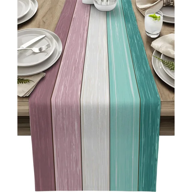 Farmhouse Fall Thanksgiving Table Runner Extra Long 108 inches-Retro Rustic Barn Wood Texture Ombre Burnt Orange Gray Non-Slip Rectangle Settings Decoration for Kitchen Home Dining Holiday