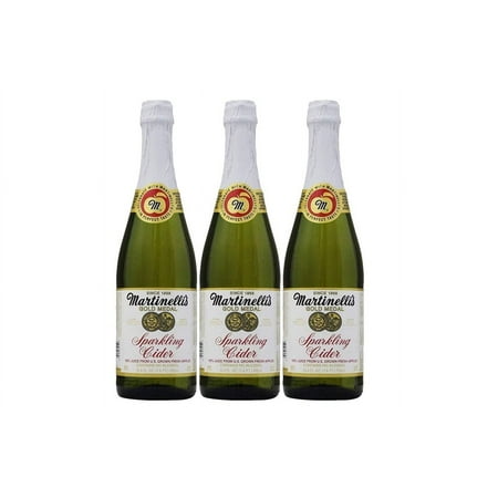 Sparkling Cider Juice, 25.4oz Glass Bottle (Pack of 3, Total of 76.2 Fl Oz)