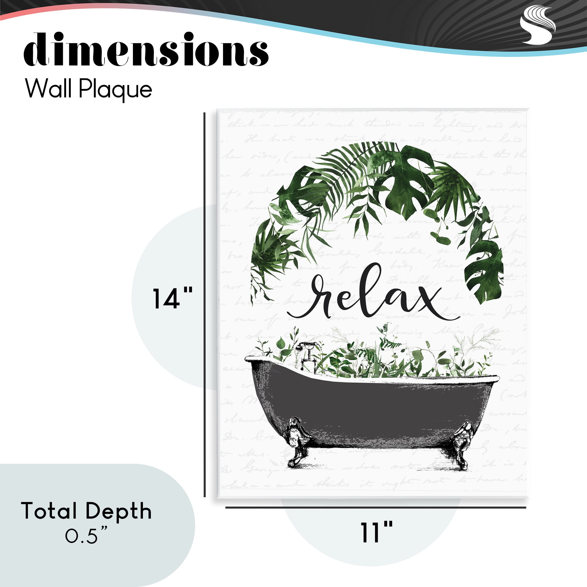 Tropical Bath Relax Wall Plaque Art, design by Lettered and Lined