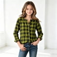 thumbnail image 3 of TGSLY Girls' Plaid Button Down Shirts Lightweight Soft Henley Long Sleeve Tops Relaxed Fit Casual Fall Regular Shoulder Blouses 12-14 Years, 3 of 7