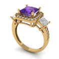 thumbnail image 2 of 3.005 ct Princess Cut Natural Amethyst Three-Stone Engagement Ring for Women in 14K Yellow Gold, 2 of 5