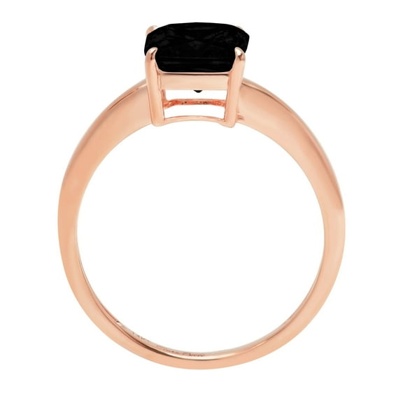 1 ct Asscher Cut Natural Onyx Solitaire Engagement Ring for Women in 18K Rose Gold