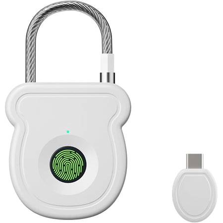 2026 Upgrade Smart Fingerprint Padlock - Keyless Lock with High-Resolution Sensor, 0.5s Unlock, 365-Day Battery, USB Emergency Key for Gym Lockers, Luggage, Backpacks & Gates(White)