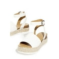 thumbnail image 3 of Soda Topic Off White Casual Espadrilles Flatform Embellished Wedge Open Sandals (Off-White, 10), 3 of 4