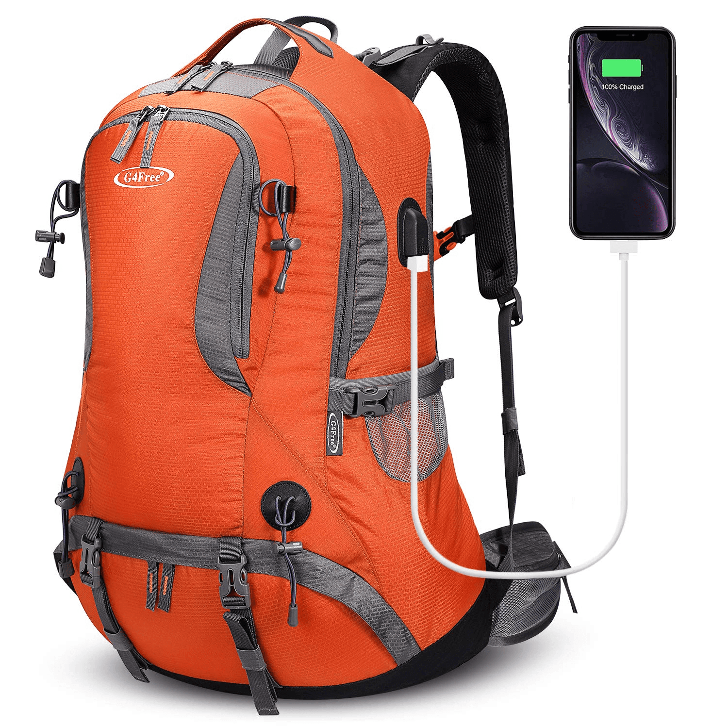 G4Free 50L Hiking Backpack Waterproof Daypack Climbing Backpack with Rain Cover