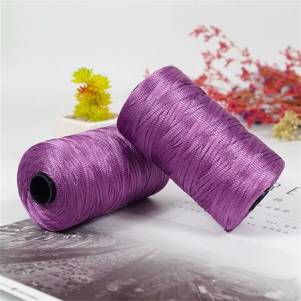 NANAHuang 3 Rolls Crocheting Yarn Cord Polyester Crochet Yarn 2.0mm Cord Thin Ice Cotton Thread Handmade Craft Yarn for Hand Knitting Bag Hat Shoes (Beige)