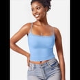 thumbnail image 4 of Camisola Básica de Encaje para Mujer, Cuello Cuadrado, Sin Mangas, Tirantes Finos Azul S, 4 of 6