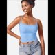 thumbnail image 4 of Camisola Básica de Encaje para Mujer, Cuello Cuadrado, Sin Mangas, Tirantes Finos Azul M, 4 of 6