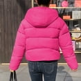 thumbnail image 4 of Qetyuw Womens Winter Crop Puffer Coat Warm Long Sleeve Open Front Down Coat Zip Up Casual Chunky Hooded Jacket, 4 of 4