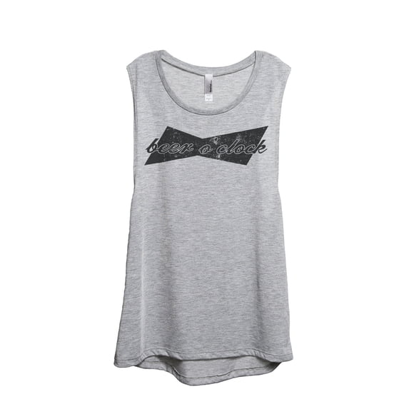 Beer O'Clock Women's Fashion Sleeveless Muscle Tank Top Tee Sport Grey Medium