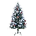 thumbnail image 1 of Gymax 5 FT Flocked Christmas Tree Artificial Xmas Tree w/170 Branch Tips &Pine Needles, 1 of 10