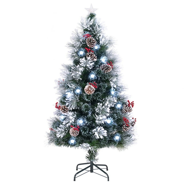 Gymax 5 FT Flocked Christmas Tree Artificial Xmas Tree w/170 Branch Tips &Pine Needles