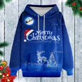 thumbnail image 2 of Womens Christmas Casual Hoodie Pullover Sweatshirt With Front Pocket Clothes Blue 2XL, 2 of 5